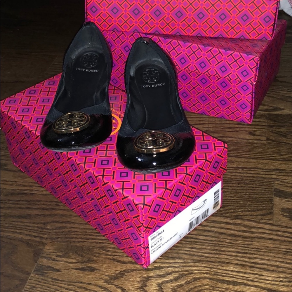 Tory Burch black and gold flats